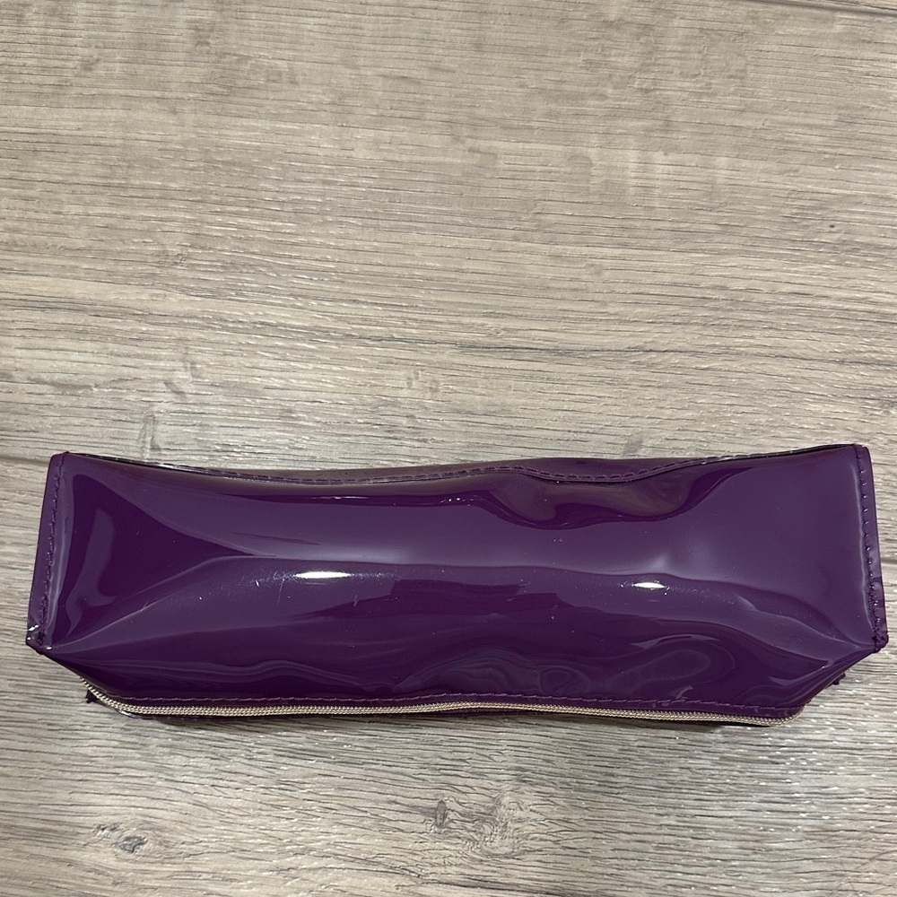 Ted Baker Aker Purple Oxblood pencil case bow patent glossy pouch cosmetic bag - Picture 7 of 8